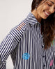 Mykonos Embroidered Stripe Shirt - Navy