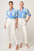 Calantha Rouched Sleeve Shirt - Azure Mosaic