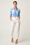 Calantha Rouched Sleeve Shirt - Azure Mosaic