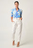 Calantha Rouched Sleeve Shirt - Azure Mosaic