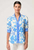 Calantha Rouched Sleeve Shirt - Azure Mosaic