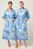 Carmen Placement Print Maxi Dress - Azure Mosaic