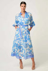 Carmen Placement Print Maxi Dress - Azure Mosaic
