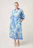 Carmen Placement Print Maxi Dress - Azure Mosaic