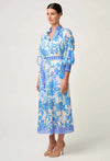 Carmen Placement Print Maxi Dress - Azure Mosaic