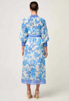 Carmen Placement Print Maxi Dress - Azure Mosaic