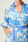 Carmen Placement Print Maxi Dress - Azure Mosaic