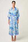 Carmen Placement Print Maxi Dress - Azure Mosaic