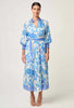 Carmen Placement Print Maxi Dress - Azure Mosaic