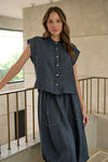 Band Collar Short Top - Poseidon