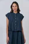 Band Collar Short Top - Poseidon