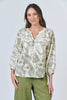 Linen 3/4 Sleeve Button Top - Ripple