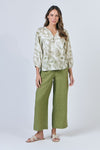 Linen 3/4 Sleeve Button Top - Ripple