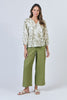 Linen 3/4 Sleeve Button Top - Ripple