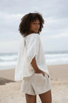 Tina Linen Top - Ivory