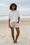 Tina Linen Top - Ivory