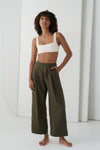 Ivy Linen Crop Pants - Khaki