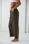Ivy Linen Crop Pants - Khaki