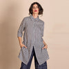 Banded Envelope Shirt - Navy/Cream