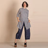 Banded Envelope Shirt - Navy/Cream