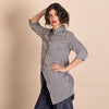Banded Envelope Shirt - Navy/Cream