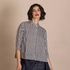 Banded Manchuria Stripe Shirt - Navy/Cream
