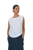 Back Button Linen Tank - White