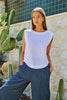Back Button Linen Tank - White