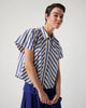 Cropped Stripe Shirt - Cobalt