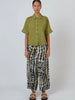 Button Front Cropped Linen Pant - Lichen