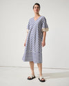 Spliced Stripe Dress - Blue/Natural