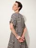 Spliced Stripe Dress - Black/Natural