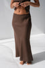 Riley Bias Cut Linen Skirt - Chocolate