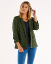 Leopard Jacquard Blazer - Green Leopard