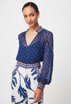 Phoenix Chiffon Blouse - Lapis Spot