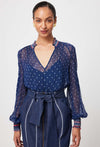 Phoenix Chiffon Blouse - Lapis Spot