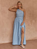 Kinny Stripe One Shoulder Dress - Blue/White