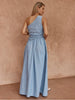 Kinny Stripe One Shoulder Dress - Blue/White