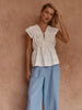Bobbie Embroidered Tie Top - White