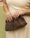 Goldie Clutch - Chocolate Raffia
