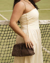 Goldie Clutch - Chocolate Raffia