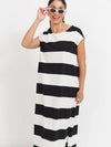 Jardin Stripe Tshirt Dress - Black