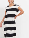 Jardin Stripe Tshirt Dress - Black