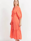 Brasilia Button Maxi Dress - Coral