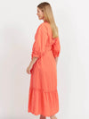 Brasilia Button Maxi Dress - Coral