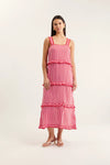 Clementine Bretton Linen Dress - Pink/Red