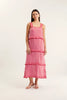 Clementine Bretton Linen Dress - Pink/Red