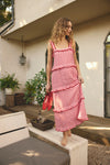 Clementine Bretton Linen Dress - Pink/Red