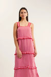 Clementine Bretton Linen Dress - Pink/Red