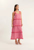 Clementine Bretton Linen Dress - Pink/Red
